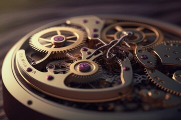 Poster - A Close Up Of A Watch Face With A Clock Movement On It Workshop Time-lapse Photography Smart Watches Generative AI 