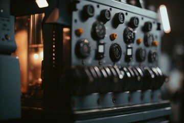 Poster - A Control Panel With Buttons And Knobs On It's Side Recording Studio Assemblage Audio Engineering Generative AI 