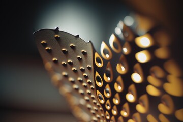 Poster - A Close Up Of A Metal Grater With Lights On It Grain Silo Kinetic Art Lighting Design Generative AI 