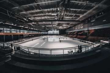 Poster - A Hockey Rink With A Few People On It And A Few Empty Seats Ice Rink Sports Photography Sports Photography Generative AI 