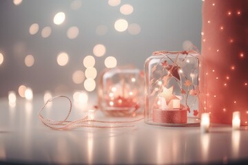 Poster - A Table With A Candle And A Glass Case With A Star Inside Wedding Venue Product Photography Product Photography Generative AI 