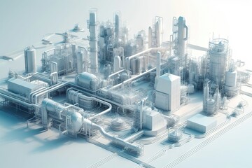 Poster - A Futuristic City With A Lot Of Pipes And Buildings On It Factory Environmental Art Manufacturing Planning And Control