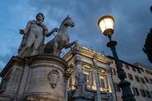 Marble Equestrian Statue At Campidoglio