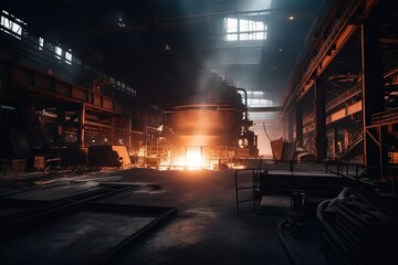 Poster - A Large Metal Factory With A Lot Of Steel In It's Stacks Factory Long Exposure Photography Industrial Photography