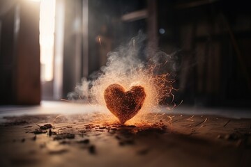 Poster - A Heart Shaped Object Is On The Ground With Smoke Coming Out Of It Workshop Fine Art Photography Energy Healing