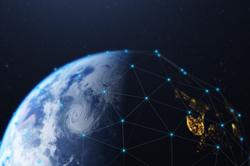 3D World globe data exchange , planet earth network connection web.