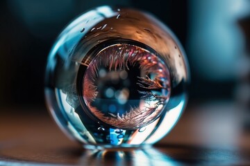 Poster - A Glass Ball With A Reflection Of A Person's Eye Aquarium Macro Photography Macro Photography Generative AI 
