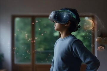 Poster - A Woman Wearing A Virtual Reality Headset In A Room With A Window Science Museum Stereoscopic Photography Augmented Reality