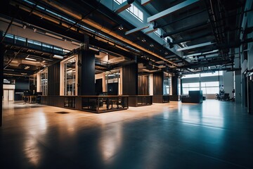 Poster - A Large Room With A Lot Of Windows And A Table In It Abandoned Industrial Warehouse Interior Architectural Photography Real Estate Investment Trusts (reits)