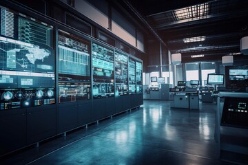 Poster - A Large Room With Many Monitors And Other Equipment In It's Walls Workshop Constructivism Cybersecurity Generative AI 