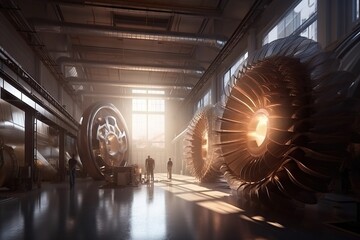 Poster - A Large Machine Room With A Lot Of Machinery Inside Of It Factory Photorealism Industrial Photography Generative AI 