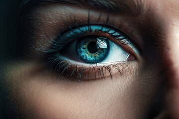 Wall Mural - A Close Up Of A Person's Eye With Blue Eyes Zoo Portrait Photography Portrait Photography Generative AI 