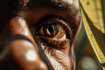 Wall Mural - A Close Up Of A Person's Eye With A Banana In The Background Savanna Documentary Photography Documentary Photography Generative AI 