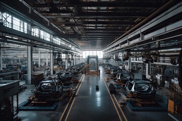 Poster - A Factory With A Lot Of Machines And Machinery In It's Center Factory Panoramic Photography Manufacturing Planning And Control Generative AI 