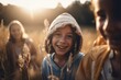 © CleverStock - A Young Girl Smiles In A Field Of Tall Grass With A Woman In The Background Countryside Lavender Fields At Golden Hour With Warm Light And Mist  Generative AI Portrait Photography Portrait Photography
