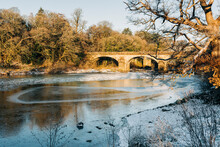 Crook O'Lune Road Bridge And Ice Covered River