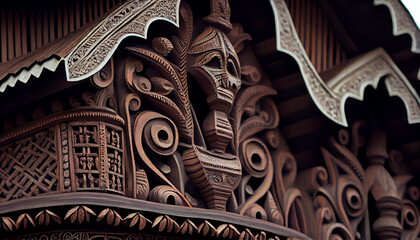 Poster - Ornate architecture ancient design wood metal elegance generated by AI