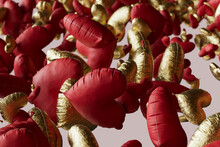 Valentine's Day Celebration: Gold And Red Inflated Heart Balloon