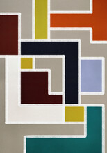 A Close-up Of An Abstract Painting Of Squares And Rectangles, Elegant.