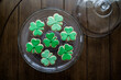 Overhead View of Saint Patrick's Day Cookies on Glass Plate