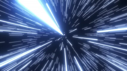 a 4k shot of a warp speed effect that stretches stars and space