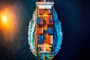 Sticker - Transportation of containers and goods by cargo ship, logistics, created with generative ai