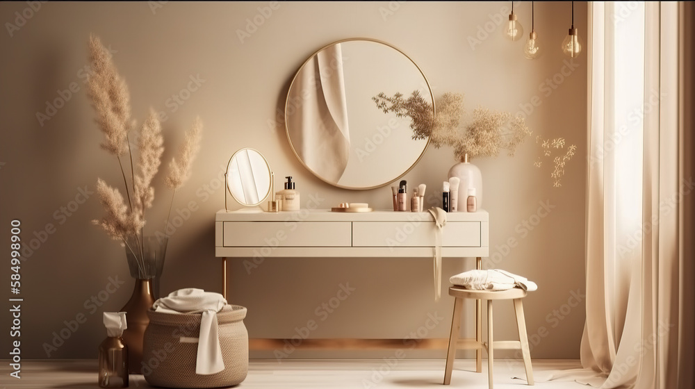 6 drawer beige dresser Buy Premium Nix Dresser with Mirror and Sensor LED Light (Beige) Online   Nilkamal Homes