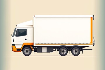 Poster - White cargo truck with covered cab isolated on white background, created with generative ai