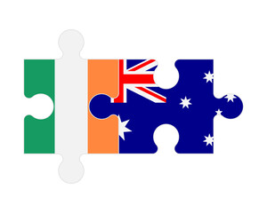 Puzzle of flags of Ireland and Australia, vector