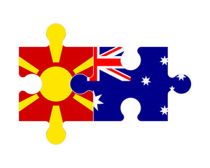 Puzzle of flags of Northern Macedonia and Australia, vector