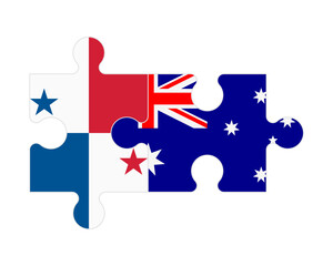 Puzzle of flags of Panama and Australia, vector
