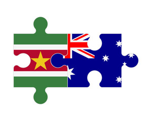 Puzzle of flags of Suriname and Australia, vector