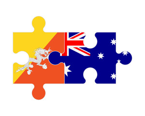 Puzzle of flags of Bhutan and Australia, vector