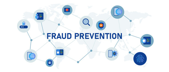 Poster - fraud prevention security protection biometric login icon set