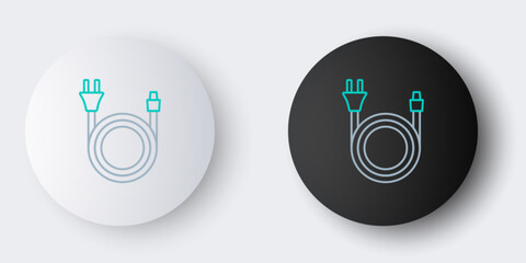 Poster - Line Electric plug icon isolated on grey background. Concept of connection and disconnection of the electricity. Colorful outline concept. Vector