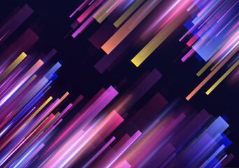 Poster - Dark abstract background with glowing wave. Shiny moving lines design element. Modern purple blue gradient flowing wave lines.