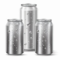 Canvas Print - Set of multi-volume aluminum cans mockup for liquid storage, created with generative ai