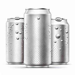 Canvas Print - Aluminum cans mockup kit with wet sides isolated on white background, created with generative ai