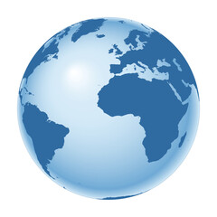 Wall Mural - Earth globe - world map with continents on planet Earth, vector illustration on white