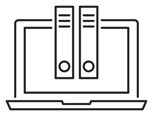 Poster - Project management laptop, folders, archives vector icon illustration