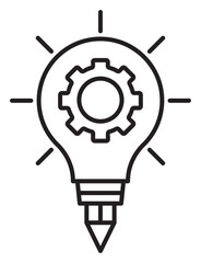 Poster - Project management light bulb, gear, pencil, creative idea vector icon illustration