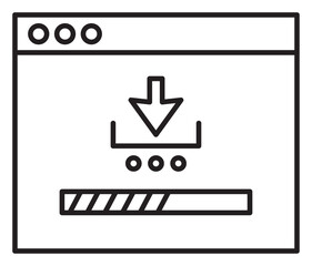 Poster - Project management browser, arrow, downloading vector icon illustration