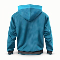 Canvas Print - Blue hoodie mockup hooded rear view isolated on white background, created with generative ai