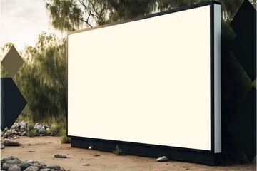 Canvas Print - Standing among steppe valley blank billboard mockup, created with generative ai