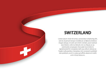 Canvas Print - Wave flag of Switzerland with copyspace background