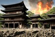 war zone destroy collapse abandon building at japan , generative art by A.I.