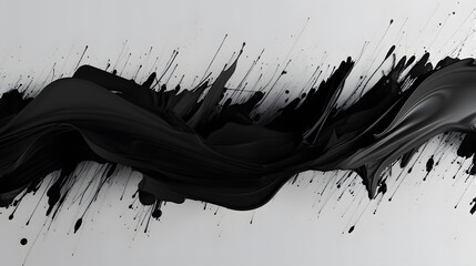 Wall Mural - black and white abstract paint brush wallpaper. 4k background with paint splatters, brushstrokes, cl
