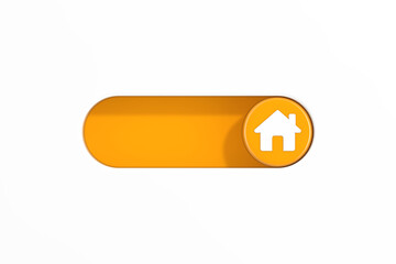 Poster - Yellow Toggle Switch Slider with Home House Icon. 3d Rendering