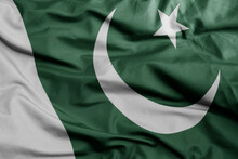Waving National Flag Of Pakistan .macro Shot. 3D Illustration