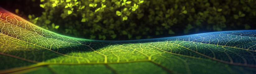 Illustration of a vibrant green leaf with intricate details and textures created with Generative AI technology